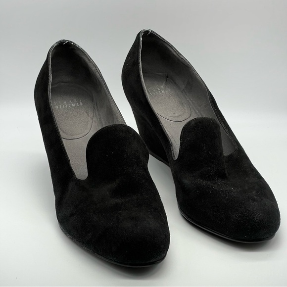 Stuart Weitzman Black Loafer Wedges - Picture 1 of 9